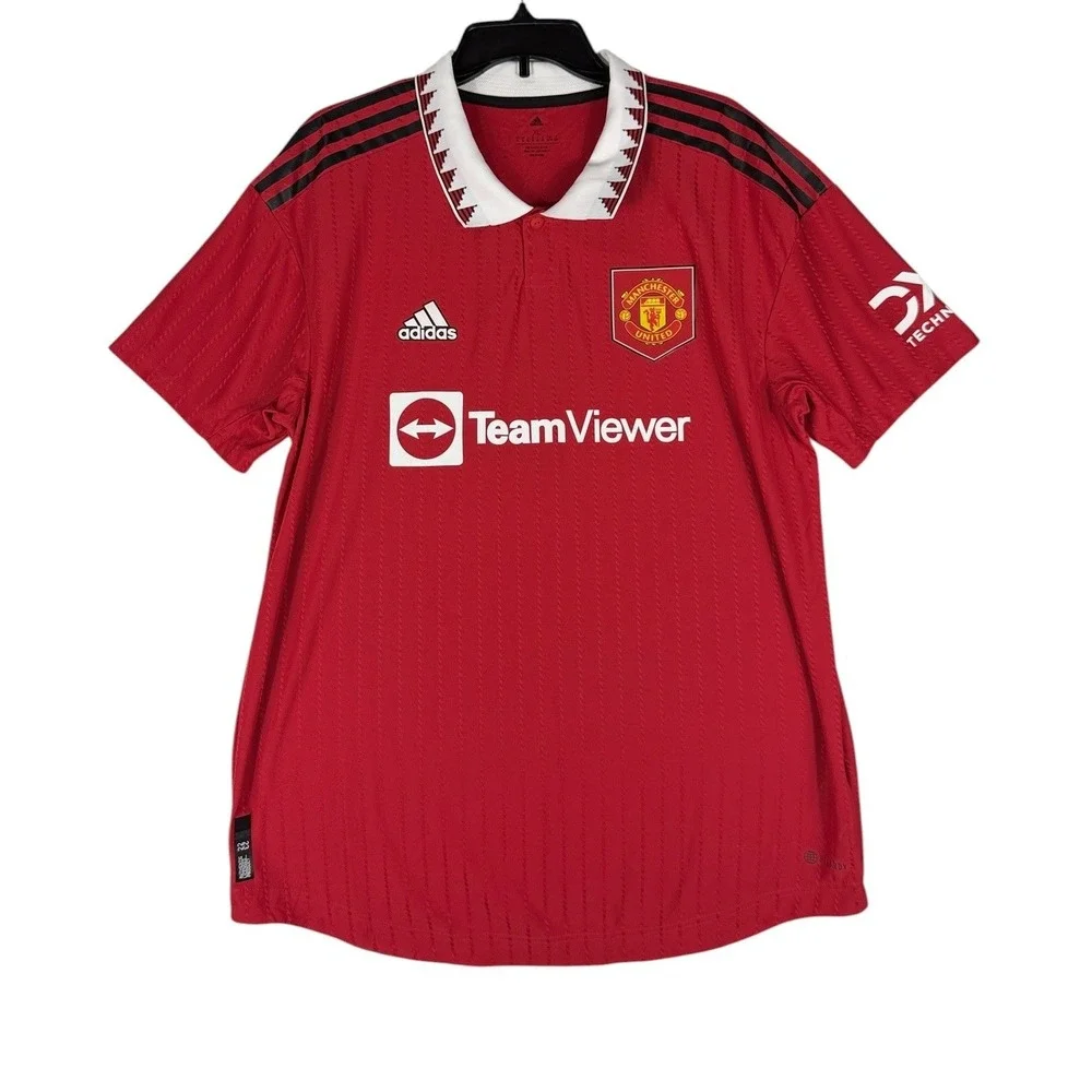 Adidas Manchester United 2022-23 Home Jersey Red Mens XL H13881 TeamViewer NEW